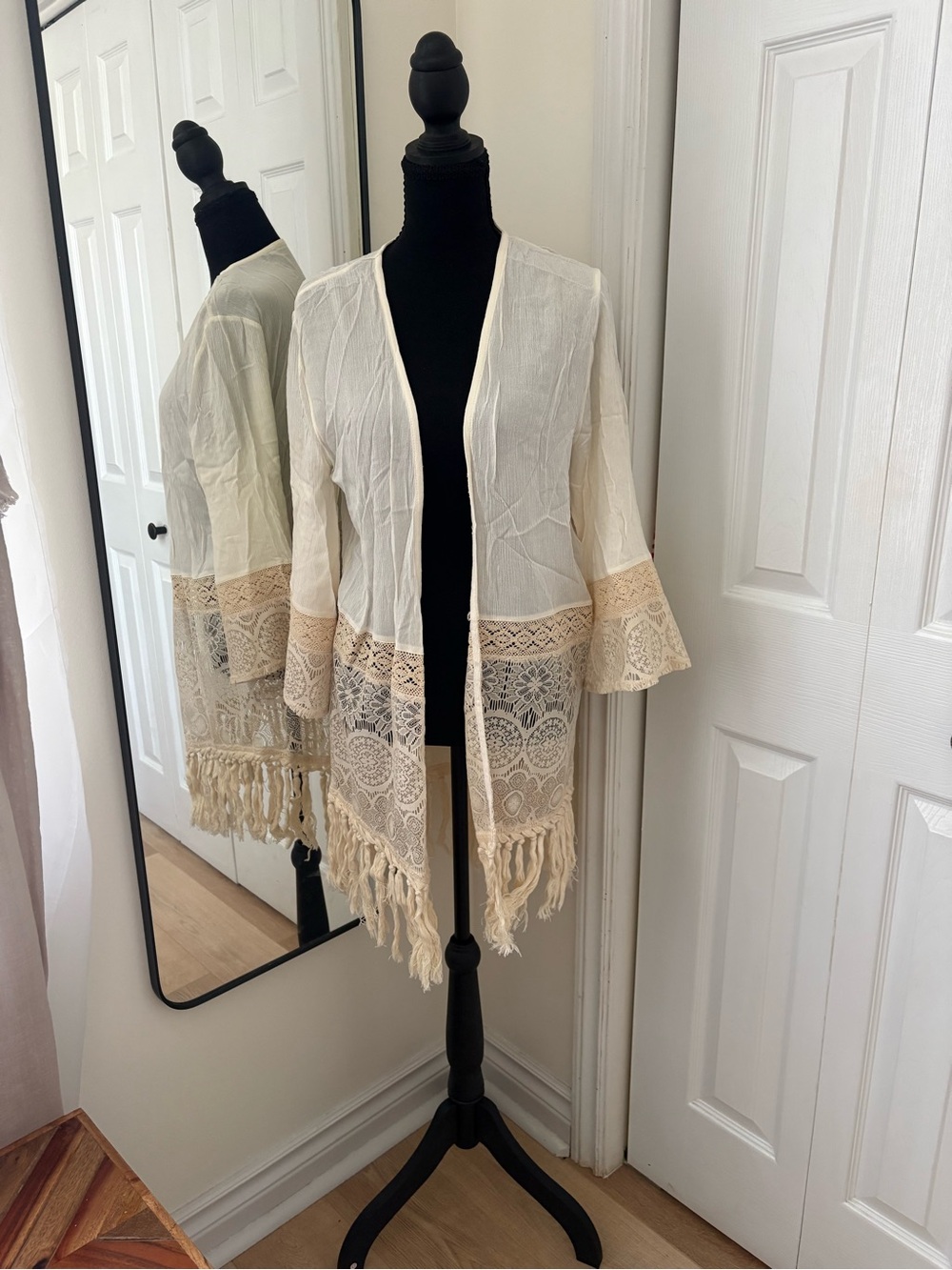Maurices Ivory Crochet Fringe Swim Coverup